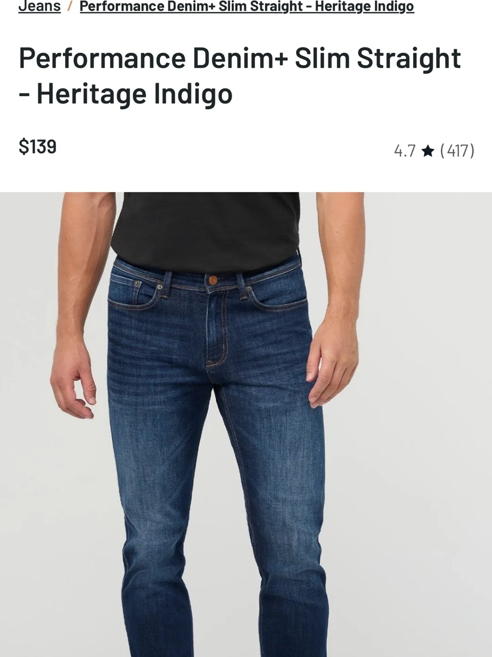 Sure Performance Denim+ Slim Straight Jeans - Heritage Indigo (33x32)